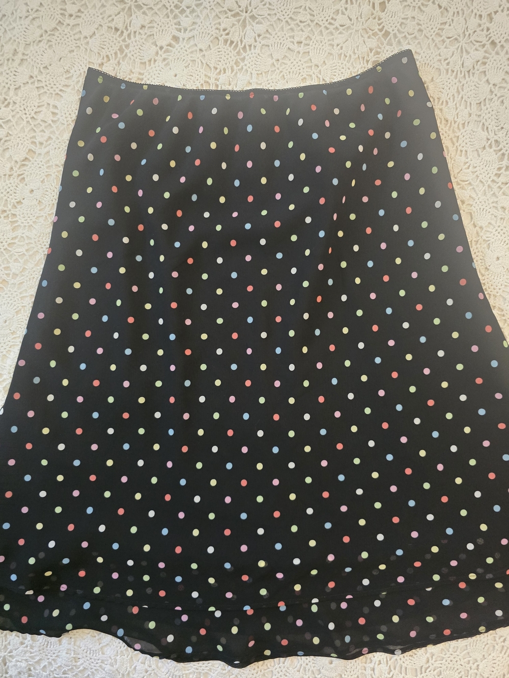George Black A-Line Skirt with Multicolor Polka Dots